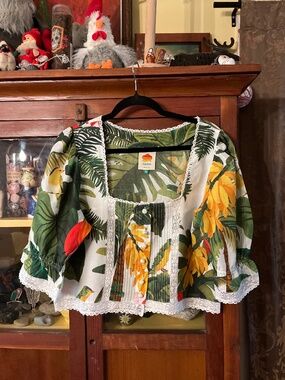 FARM Rio White Cocoa Forest Blouse, XL